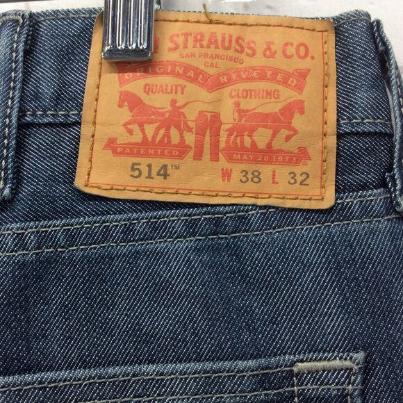 Levi's 514 Jeans Men's Size 38x32 Blue Med Wash Stretch Straight Leg Festival - Picture 2 of 10